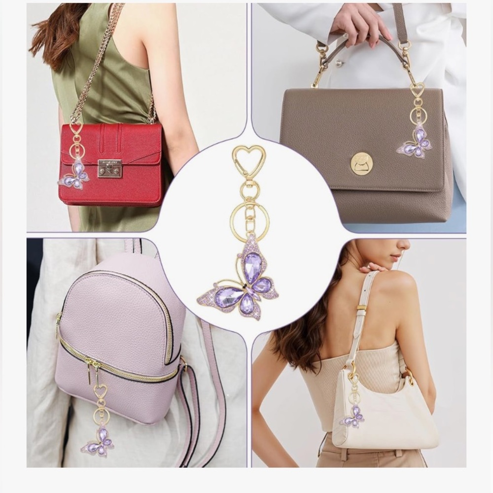 crystal butterfly purse/bag charm Keychain nwt - Picture 7 of 9